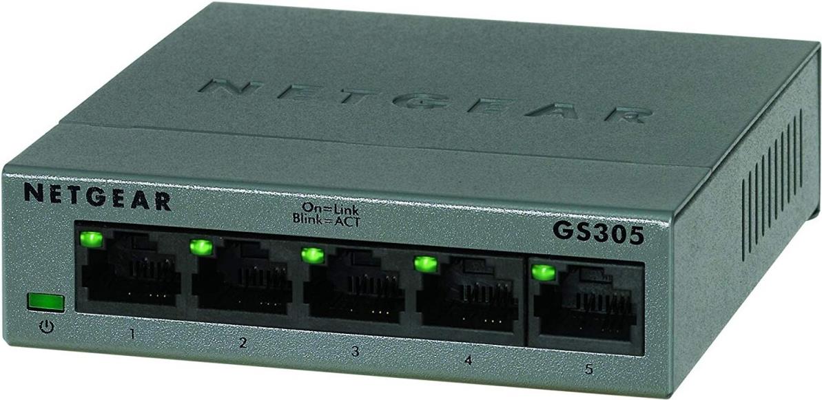 NETGEAR GS305 5-Port Gigabit Unmanaged Switch Metallgehäuse Schwarz