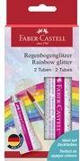 FABER-CASTELL Glitzer-Gel Regenbogen, 2 Tuben à 12 ml Regenbogenglitzer-Gel, wirkt optimal auf getrockneten - 1 Stück (125089)