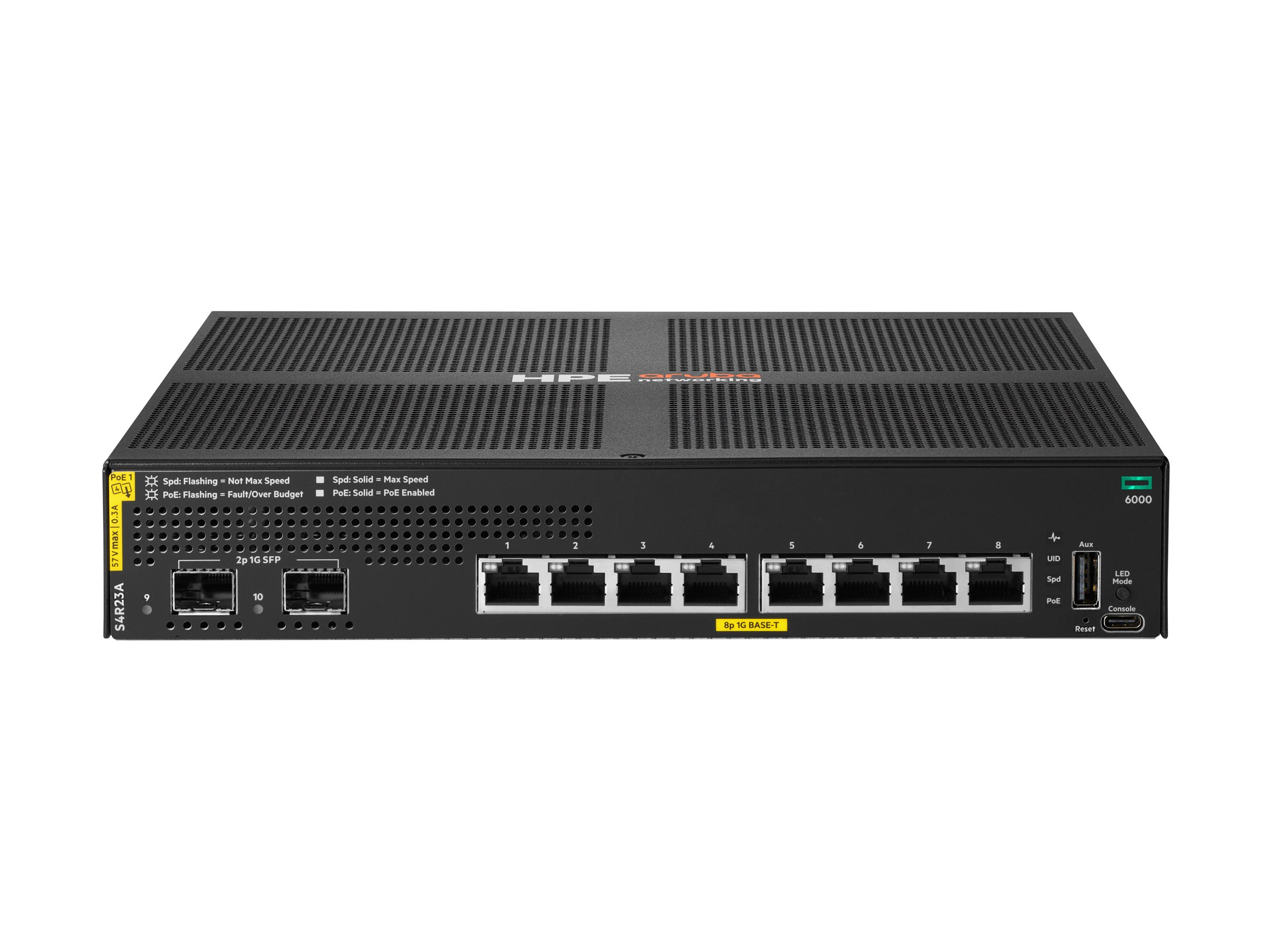 HPE Aruba Networking CX 6000 8-Port PoE+ 2x SFP Managed Gigabit Switch 67W Schwarz