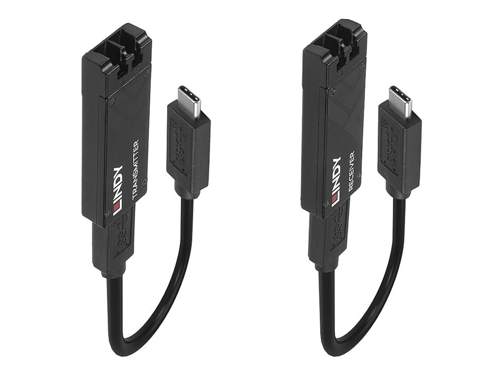 Lindy 43312 USB 3.2 Gen 2 Glasfaser-Extender 100 m Schwarz