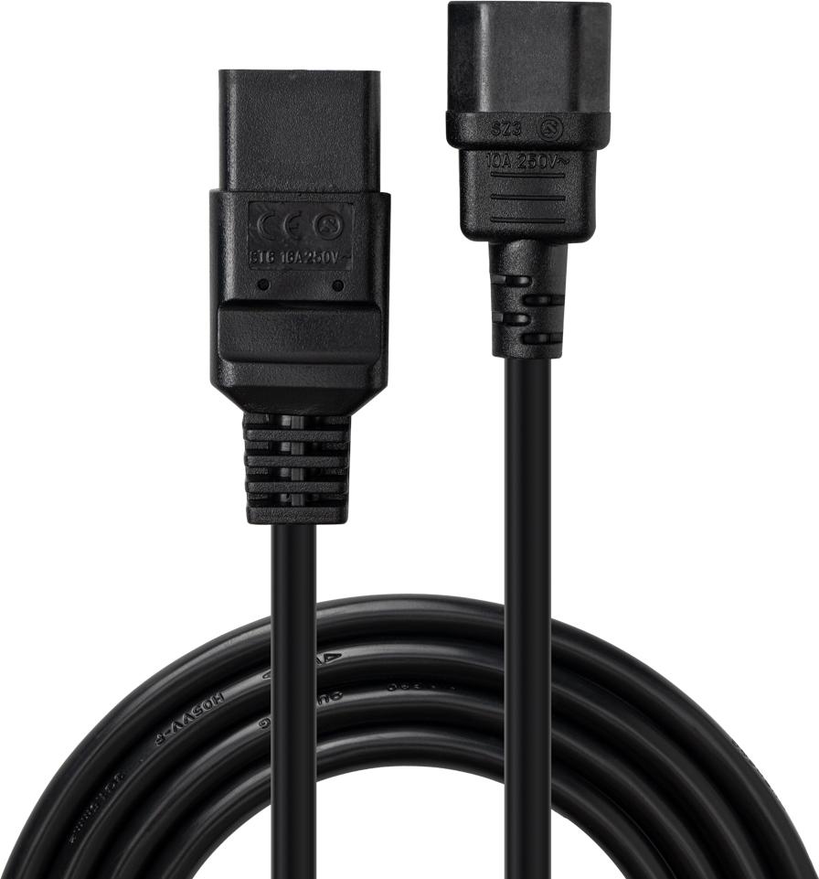 Lindy 2m C14 to C19 Mains Extension Cable, Black (30491)