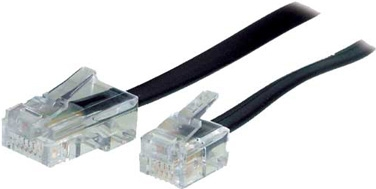 Modular-Anschlusskabel, RJ11 St. (6P4C) / RJ45 St. (8P4C), schwarz, 15,0 m Zum Anschluss von Telefonen und Faxgeräten an die strukturierte Verkabelung (74315)