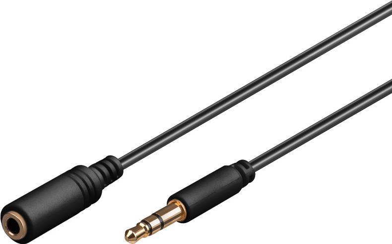 WENTRONIC Goobay 3,5mm-Klinke-Verlängerungskabel, Schwarz, 2 m - Klinke 3,5 mm-Stecker (3-Pin, Stere