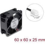 Delock Axiallüfter 48 V DC, 60 x 60 x 25 mm mit 2 Pin Lüfteranschluss schwarz (67445)