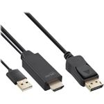 InLine® HDMI zu DisplayPort Konverter Kabel, 4K, schwarz/gold, 1m (17161P)