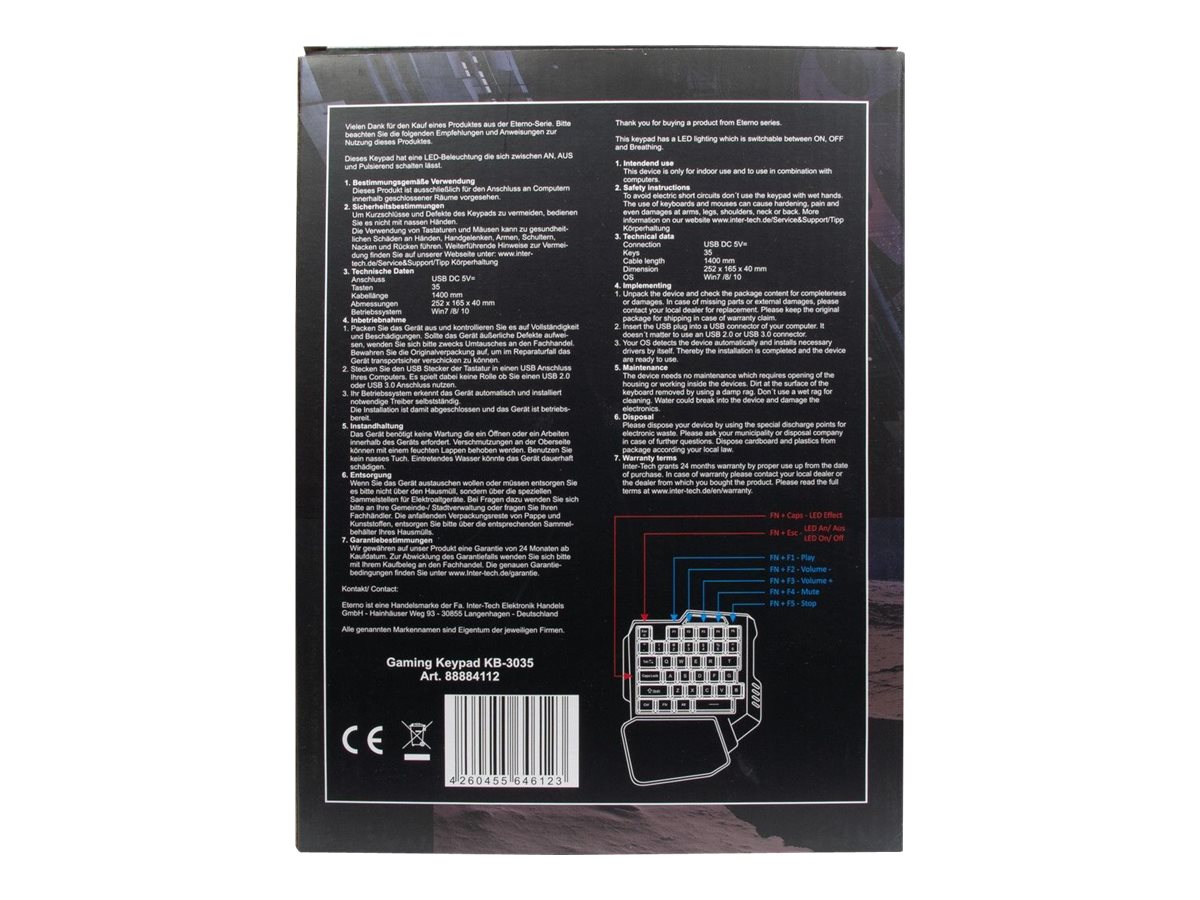 Inter-Tech Eterno KB-3035 RGB Gaming-Keypad USB Schwarz