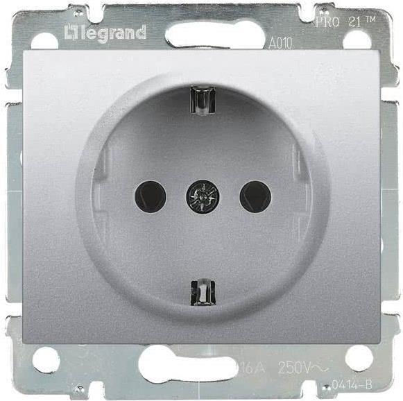 LEGR Galea Schuko-Steckdose Kombi 771363 mit erh. Ber.-sch. / soft aluminium 1 (771363)