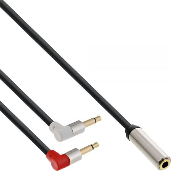InLine Slim Audio Kopfhörer Flugzeug-Adapterkabel, 2x 3,5mm Klinke ST an 3,5mm Klinke BU 3pol., 2m (99251B)