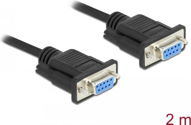 Delock - Kabel seriell - DB-9 (W) bis DB-9 (W) - 2,0m - Daumenschrauben, hauchvergoldete Kontakte - Schwarz (87785)