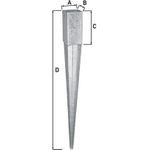 Alberts Einschlag-Bodenhuelse 71x71mm L=900mm f. Holzpfosten zn (211295)