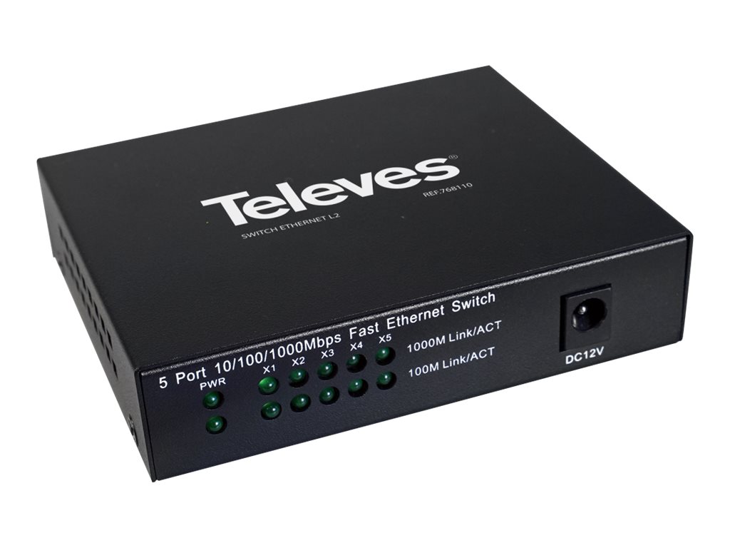 Televes SWUM-1000-5 Gigabit Ethernet Switch 5-Port Unmanaged Schwarz