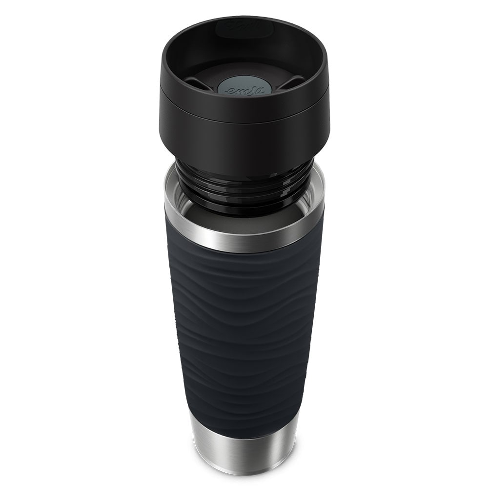 EMSA Travel Mug Wave Grande Isolierbecher 500 ml Edelstahl Schwarz