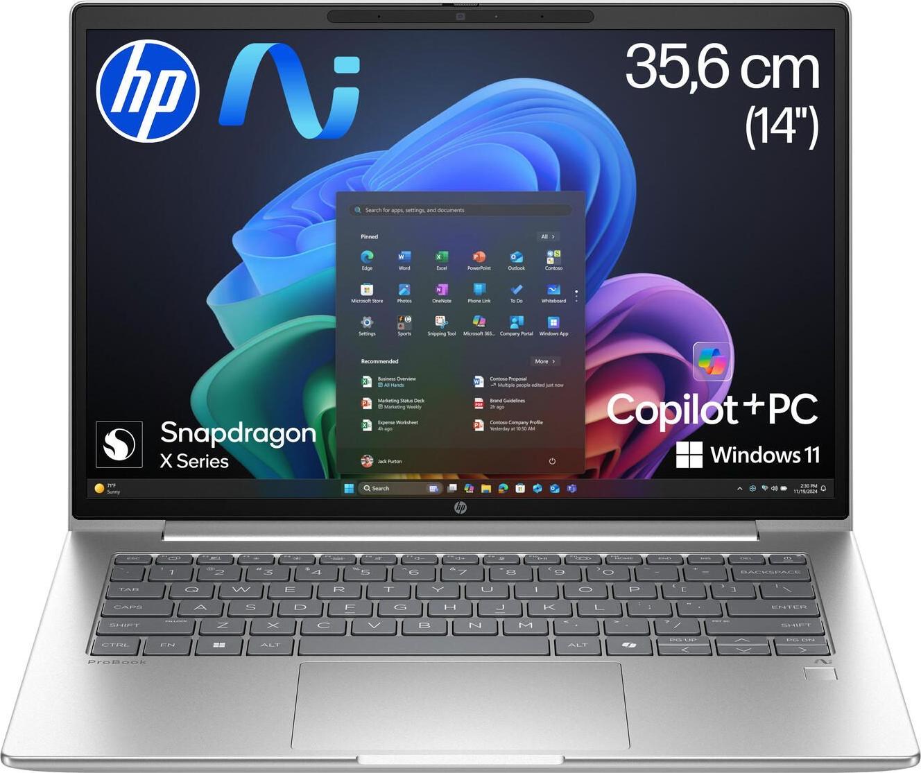HP ProBook 4 G1q Snapdragon® X X1-26-100 Notebook Next Gen AI 35,6 cm (14" ) (D6JU7ES#ABD)