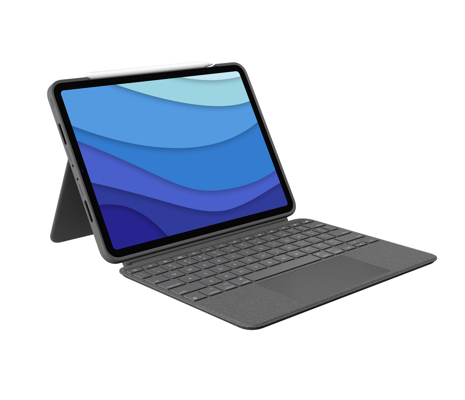 Logitech Combo Touch, KeyboardDock für Apple iPad Pro 27,90cm (11") 2020 / 2021, grau, DE (920-010142)