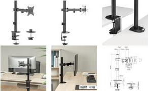 LogiLink Monitorarm, Armlänge: 200 mm, schwarz mit Tischklemme, Tragkraft: 9 kg, aus schwarzem Stahl, - 1 Stück (BP0170)