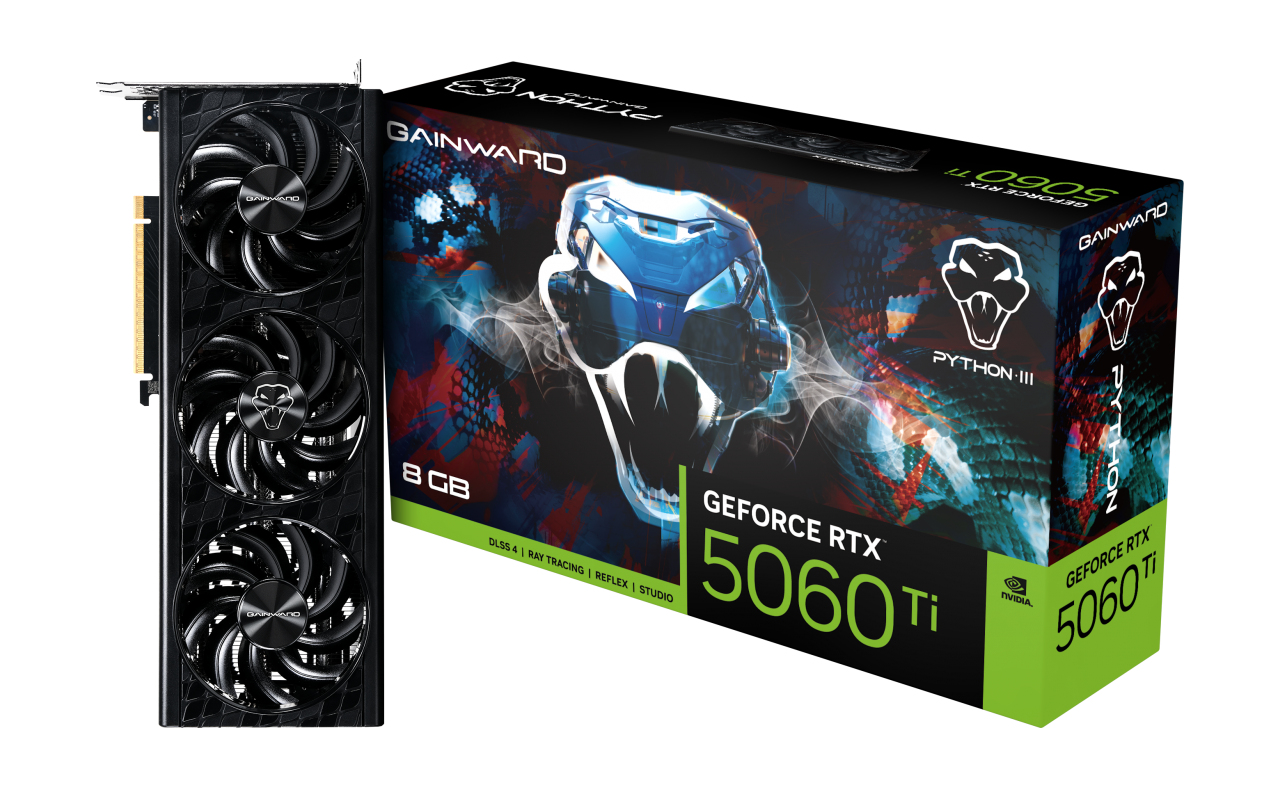 Gainward Python III GeForce RTX 5060 Ti 8 GB GDDR7 Grafikkarte Schwarz