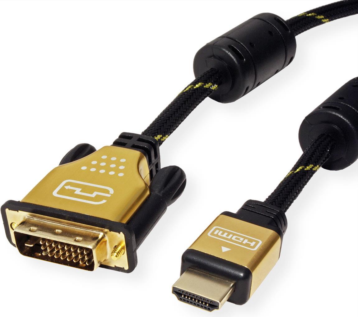 ROLINE 11.04.5896 Videokabel-Adapter 1,5 m HDMI Typ A (Standard) DVI-D Schwarz - Gold (11.04.5896)