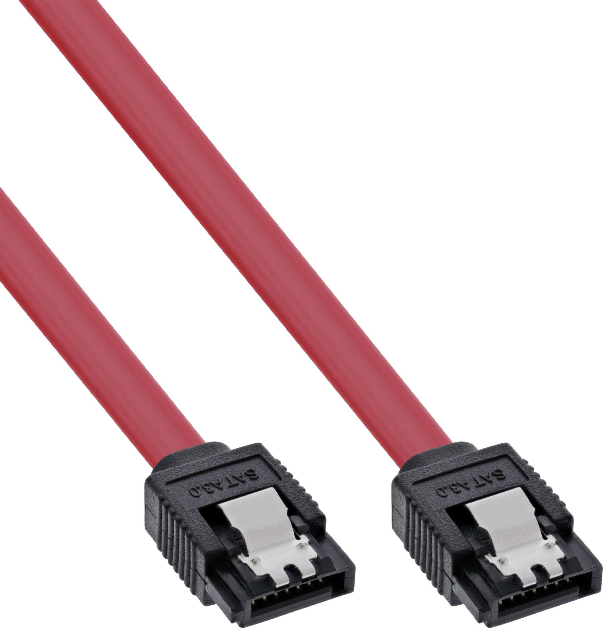 InLine SATA 6 Gb/s Kabel mit Sicherungslasche 75 cm Rot