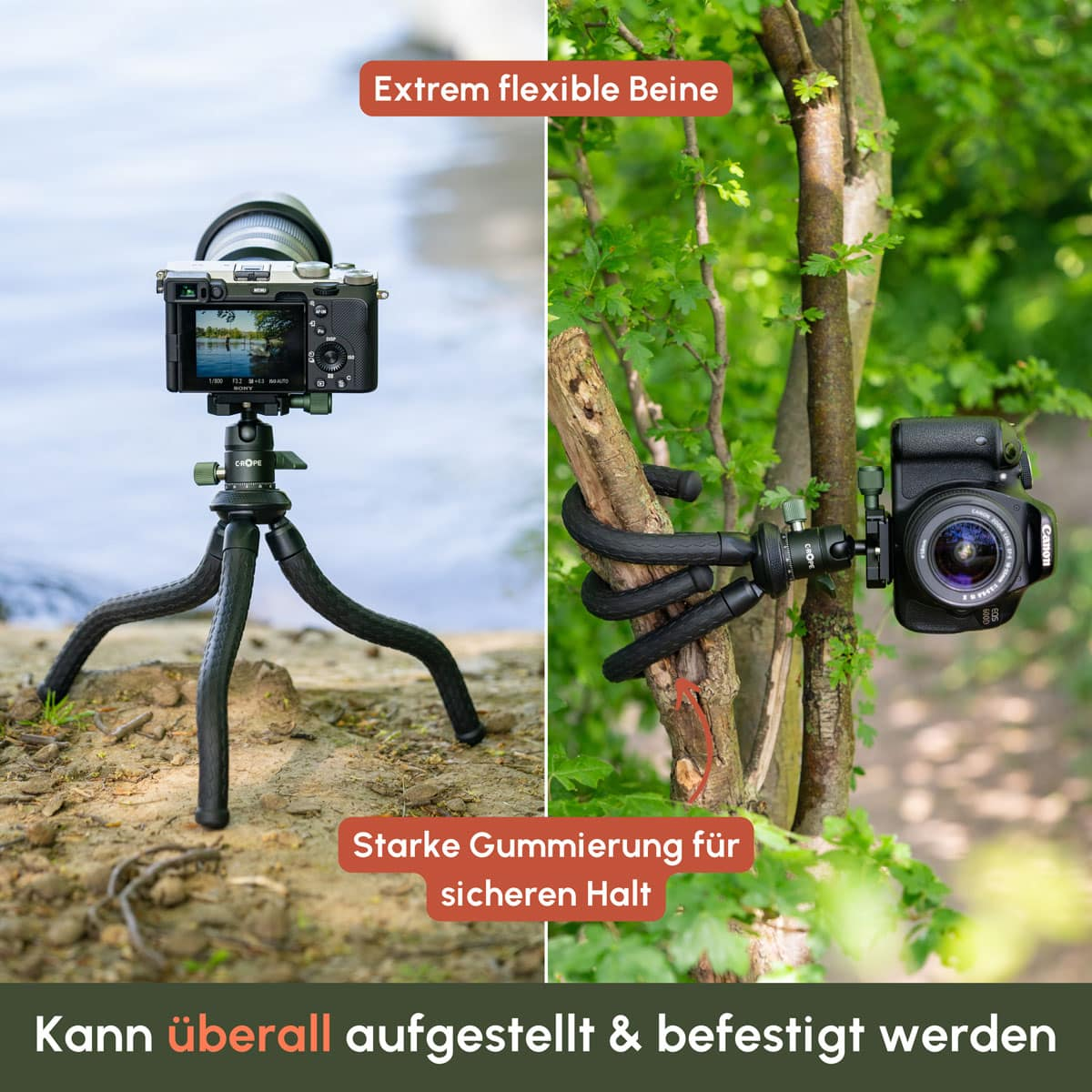 C-ROPE Creatorpod Flexibles Stativ 28 cm 360° Kugelkopf Schwarz