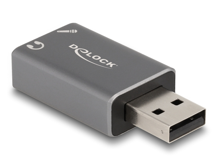 Delock 66633 Externe Soundkarte USB-A auf 2 x 3.5 mm Klinkenbuchse Grau