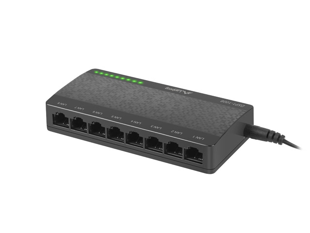 Lanberg DSP1-1008 8-Port Gigabit Ethernet Unmanaged Switch Schwarz, Grau