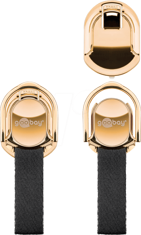 Goobay Finger Strap (gold/schwarz), Gold-Schwarz - einfaches und komfortables Handling auch bei größeren Smartphones (41060)