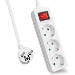 Helos Steckdosenleiste CLASSIC, 3-fach, weiß, 1,5m, mit Schalter Robustes klassisches Design , 1,5m Zuleitung , Leiterquerschnitt: 1,5 mm² , Kabeltyp: H05VV-F 3G1.5mm , mit Schalter , 3 Schutzkontaktsteckdosen 45° gedreht , mit Berührungsschutz , belastbar bis zu 16 A/230V (4000 Watt) , VDE, CE und GS-Zertifiziert , Farbe: weiß (262790)