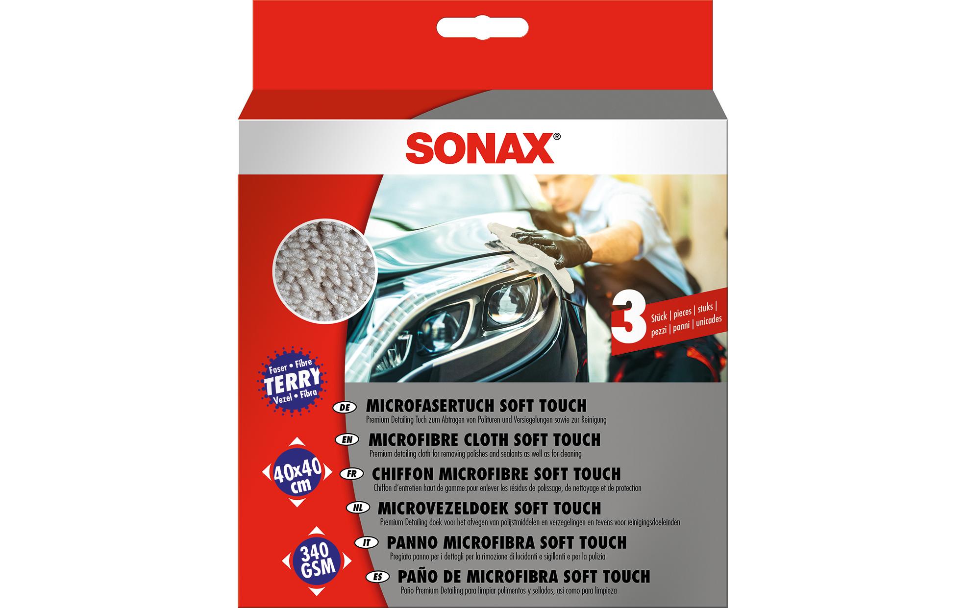 Sonax Mikrofasertuch soft touch 40 x 40 cm 3 Stück Grau