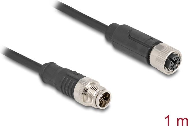 Delock M12 Kabel X-kodiert 8 Pin Stecker zu Buchse PVC 1 m (80860)