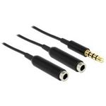 Delock Kabel Audio Splitter Klinkenstecker 3,5 mm 4 Pin > 2 x Klinkenbuchse 3,5 mm 4 Pin 25 cm (65575)