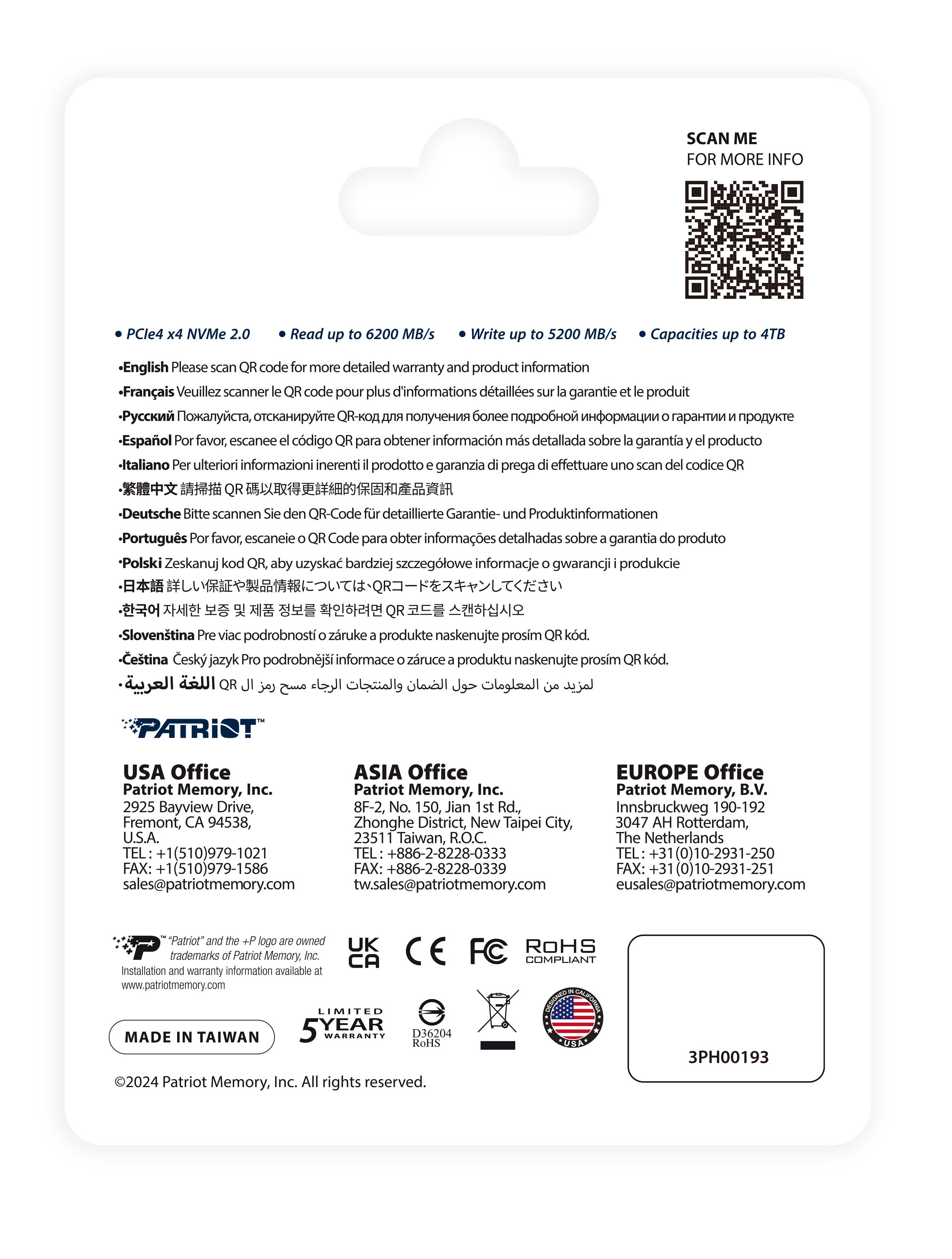 Patriot P400 V4 4 TB SSD M.2 2280 PCIe 4.0 x4 NVMe Schwarz