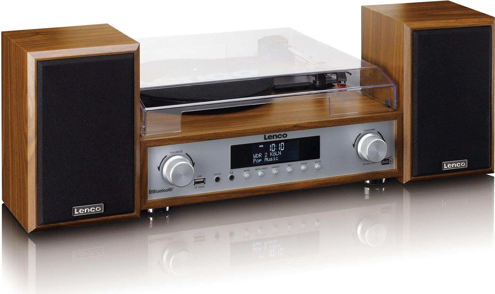 Lenco MC-160 Audiosystem mit Plattenspieler Holz