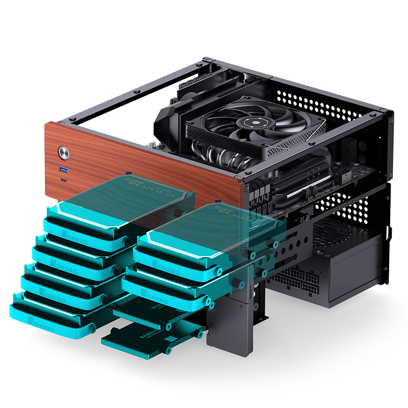 Jonsbo N4 NAS Micro-Tower Schwarz