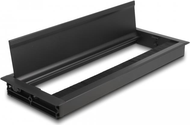 Delock Kabeldurchführung für Tischeinbau mit Bürste 300 x 120 x 28 mm schwarz (66859)