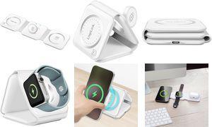 LogiLink Faltbare Ladestation für iPhone/Apple Watch/AirPods weiß, kabelloses Laden, magnetisch, QI-kompatibel, Eingang: - 1 Stück (PA0344)