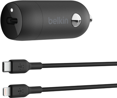 Belkin Dual USB-C Kfz-Ladegerät incl. Lightning, 1m, schwarz (CCA004bt1MBK-B5)