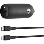 Belkin Dual USB-C Kfz-Ladegerät incl. Lightning, 1m, schwarz (CCA004bt1MBK-B5)