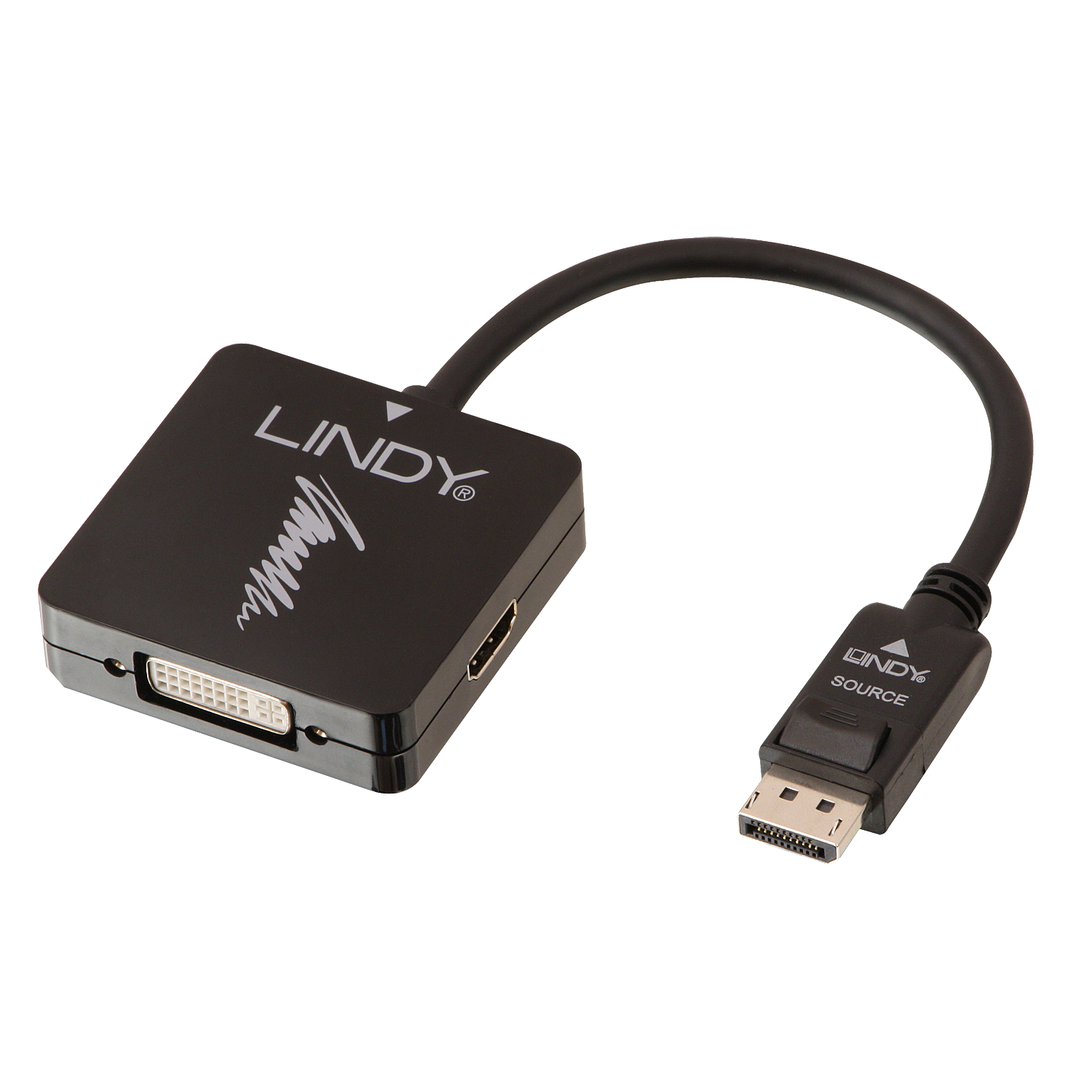 LINDY DisplayPort 1.2 an HDMI 4K30/DVI/VGA Adapter Der DisplayPort-Adapter konvertiert das DP-Grafik