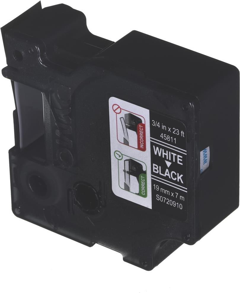 Dymo D1 Etikettenband 19 mm x 7 m Weiß auf Schwarz