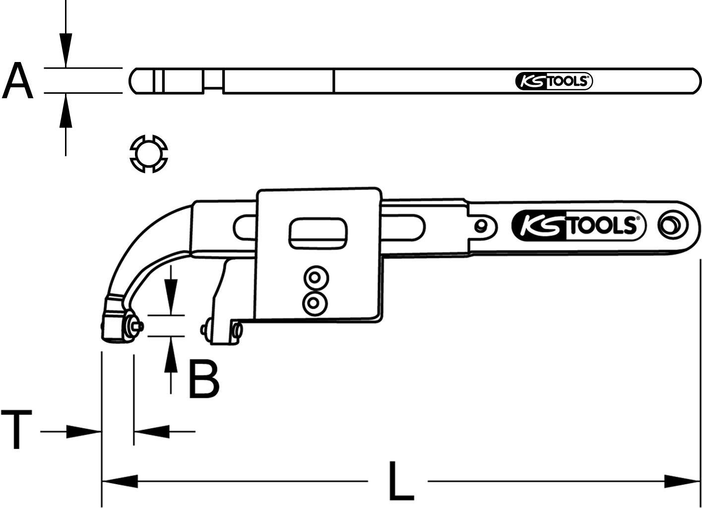 KS TOOLS Gelenk-Hakenschlüssel mit Zapfen, 10-50mm (517.1328)