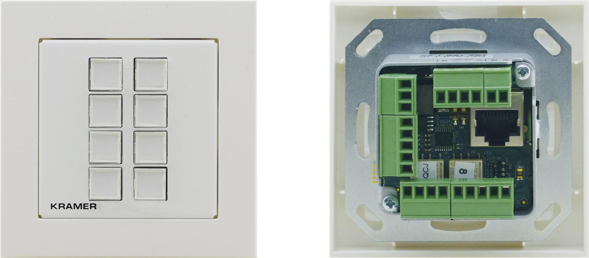 KRAMER ELECTRONICS RC-308/EU-80/86(W) - 8 Tasten Raumsteuerung im 1-Gang EU Format (30-804701590)