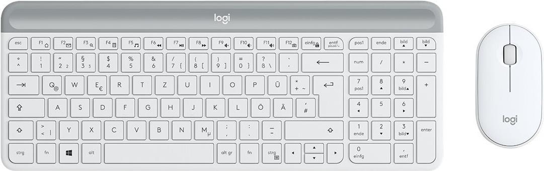 Logitech Slim Wireless Combo MK470 Tastatur-Maus-Set QWERTZ Deutsch Off-White