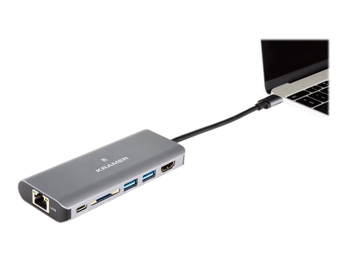 Kramer Electronics KDock-2 USB-C Dockingstation HDMI 1GbE Schwarz, Silber