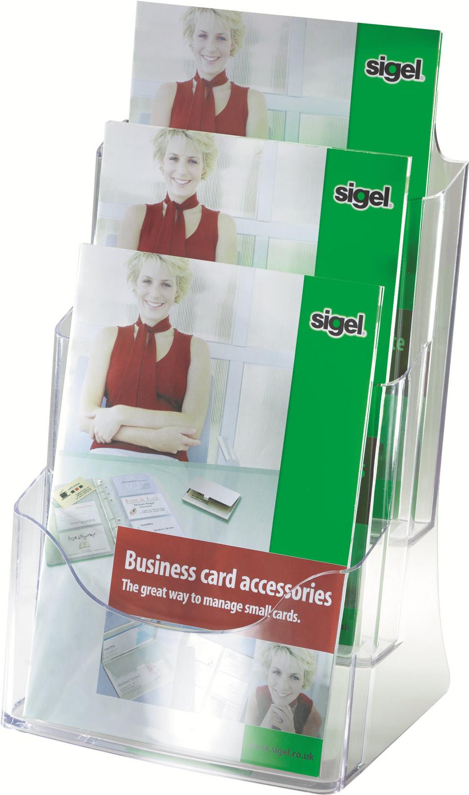 Sigel LH130 Tisch-Prospekthalter Acryl 3 Fächer DIN A4 Transparent