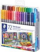 STAEDTLER Doppel-Fasermaler Twin-tip, 72er Kunststoff-Etui 2 Spitzen, Strichstärke: 3.0 mm / 0,5 (3200 TB72)