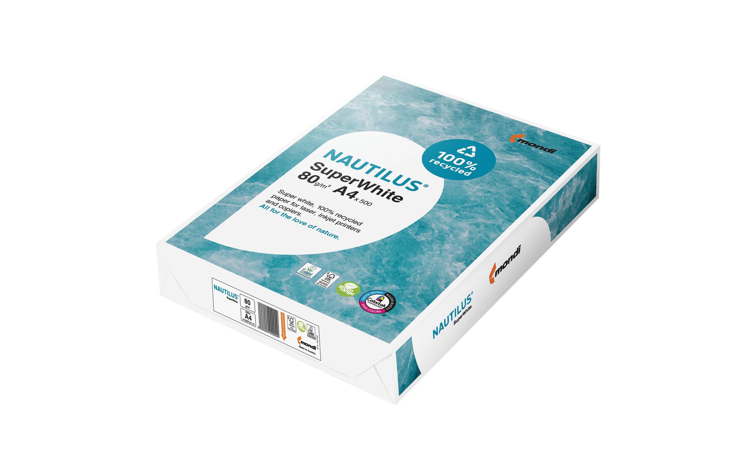 NAUTILUS Recyclingpapier SuperWhite CO2 neutral A4 80 g/m² 500 Blatt