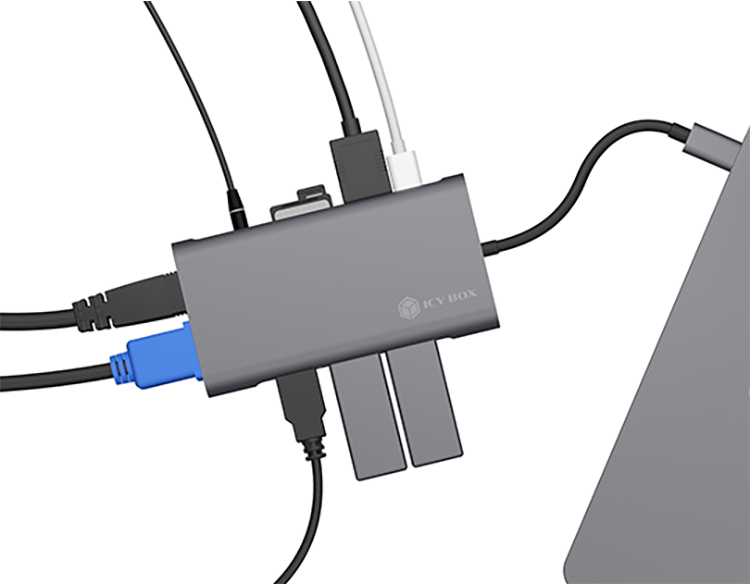 ICY BOX IB-DK4040-CPD Dockingstation USB-C Schwarz, Anthrazit