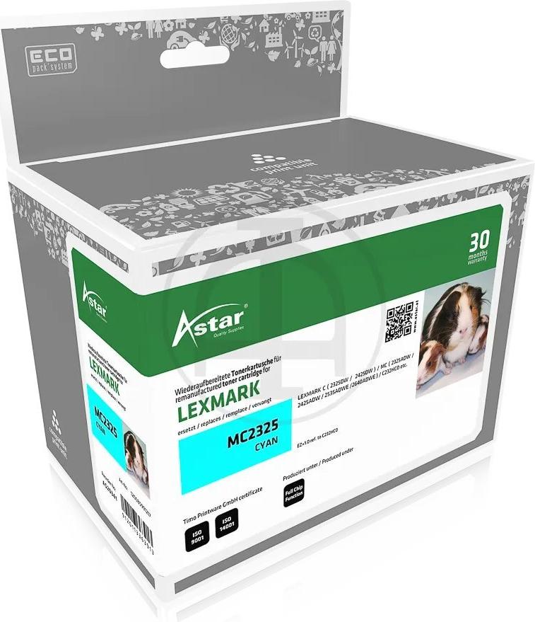 ASTAR AS20341 ASTAR LEXMARK C232HC0 MC Toner - cyan HC rebuilt 2300Seiten (AS20341)