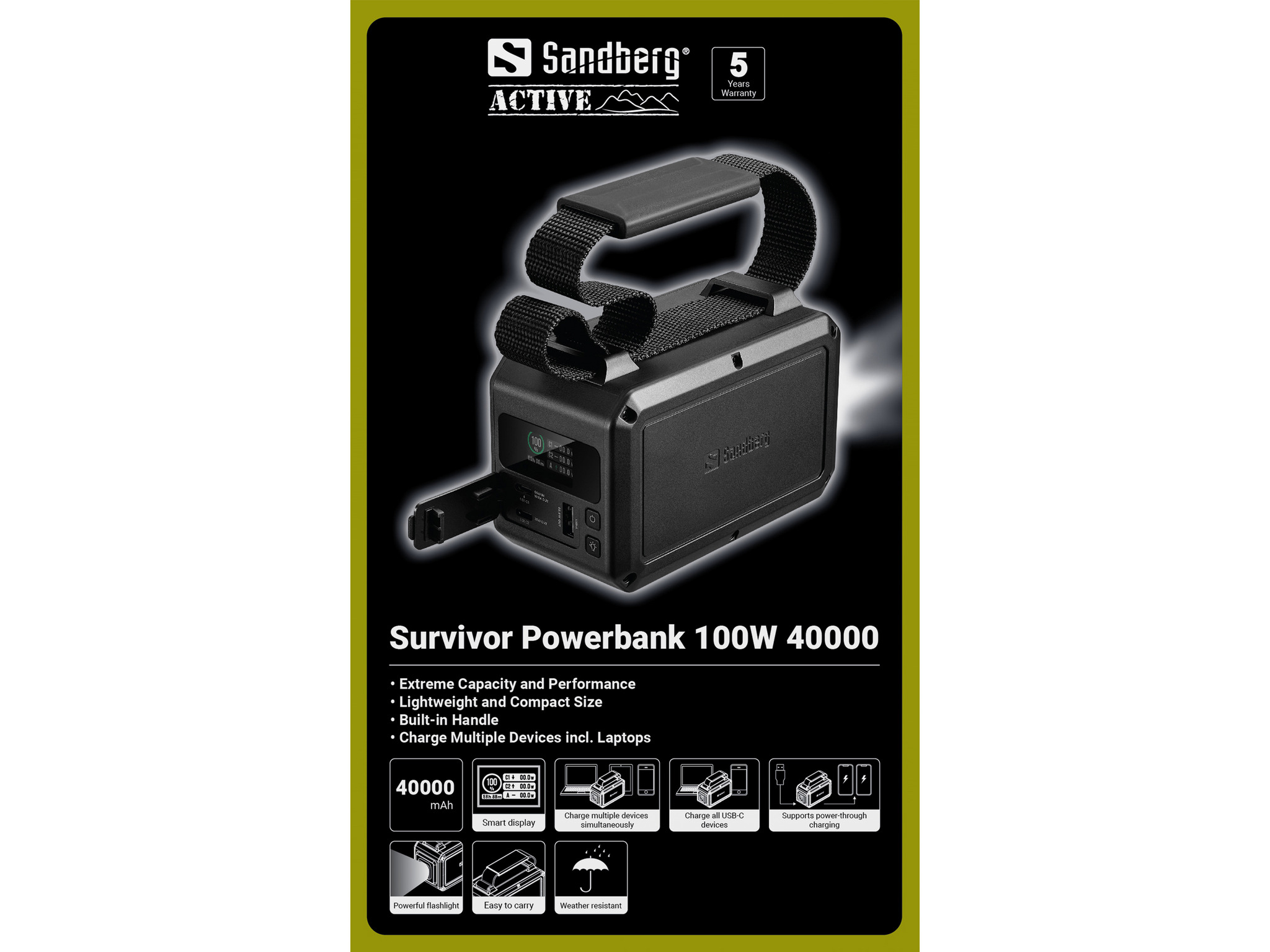 SANDBERG Survivor Powerbank 40000 mAh 100 W Schwarz