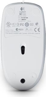 Logitech M100 USB Optisch 1000DPI Ambidextrös Weiß (910-005004)